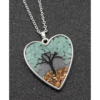 Necklace Tree of Life Heart Amazonite